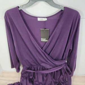 Women's Plus Size Dress  3/4 Sleeve V Neck Maxi Purple Casual Purple **Pockets!!